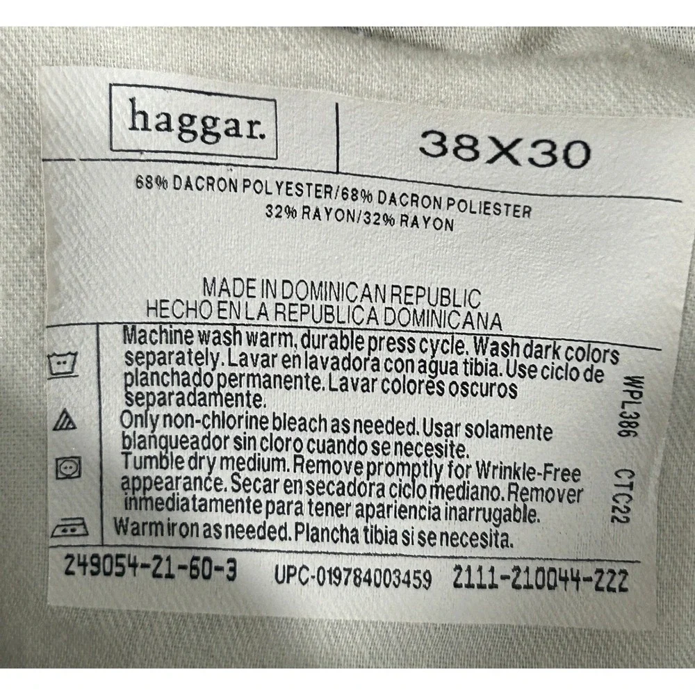 Haggar Mens Pleated Dress Pants 38x30 Gray Cuffed Dacron Rayon Trousers 249054